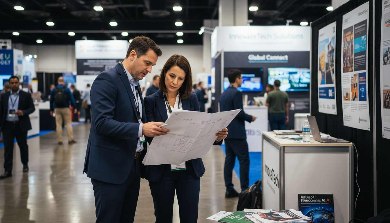 Trade show marketing event floor scene