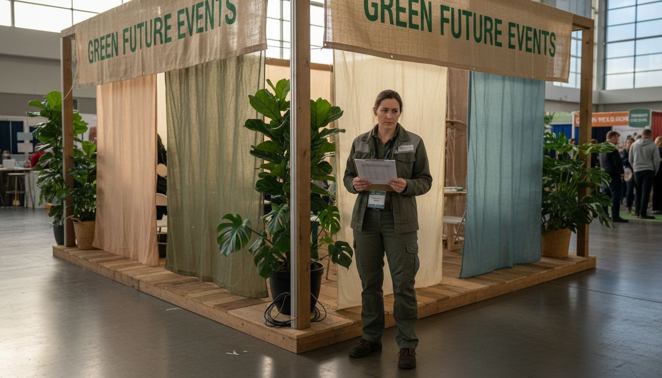 Trade show booth with sustainable display materials