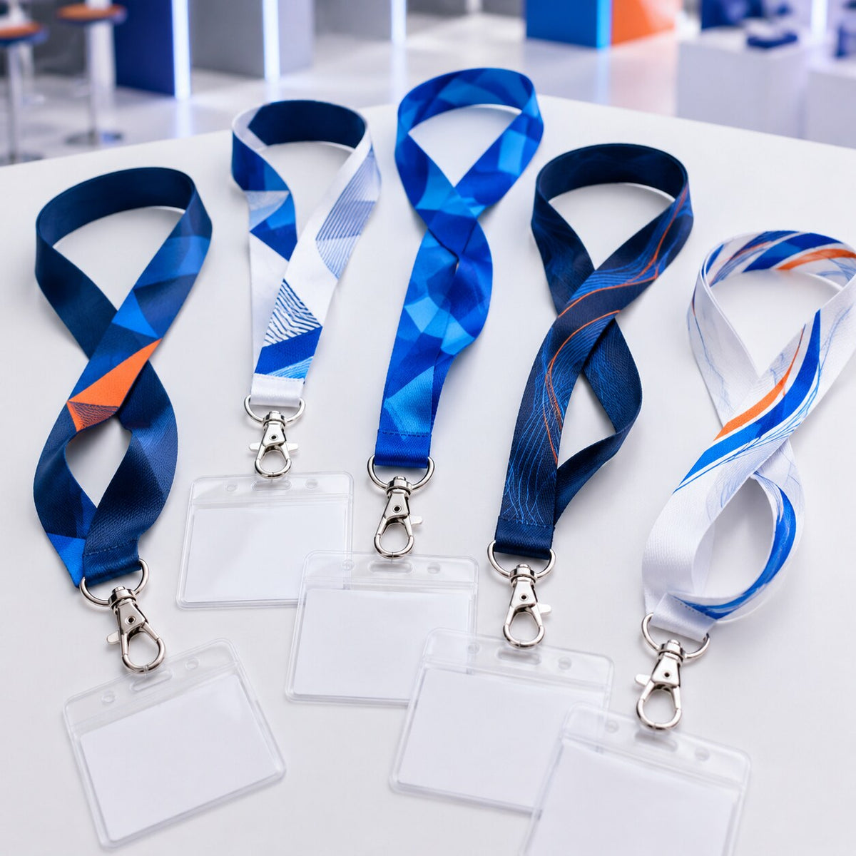 Custom printed event lanyards with clips and badge holders