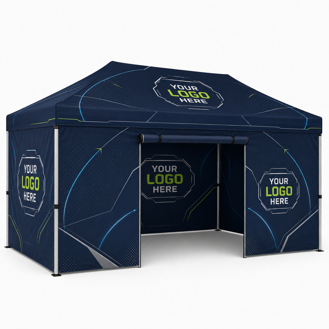 3x4.5 Gazebo Printed Package 5 - Custom Canopy Four Side Walls + Door