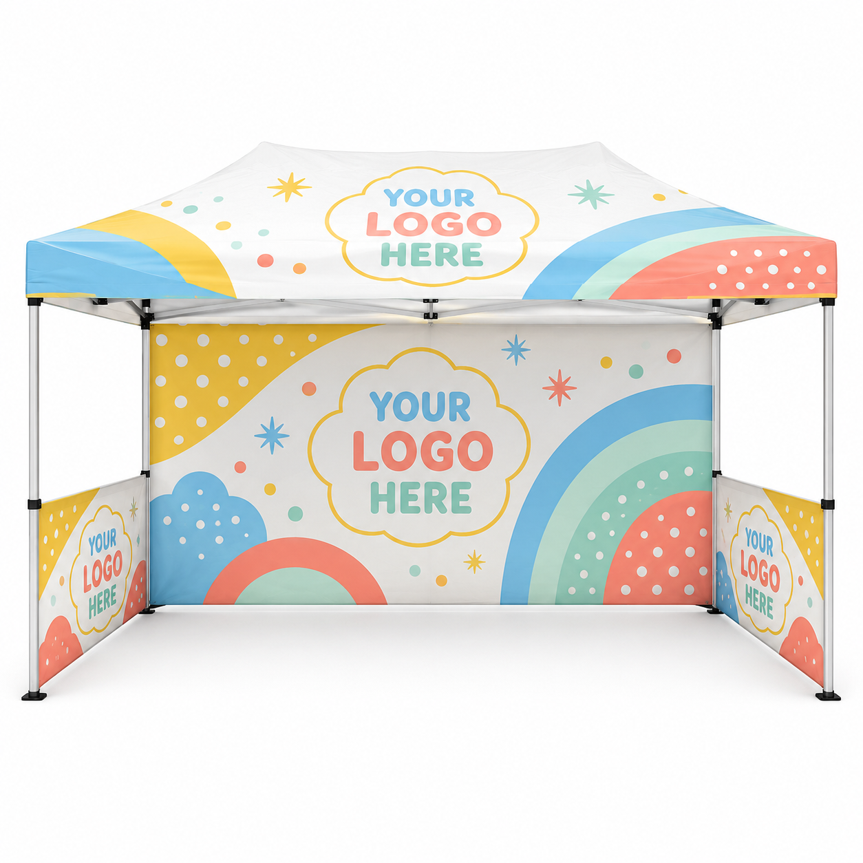 3x4.5 Gazebo Printed Package 6 - Custom Canopy Back Wall Two Half Walls