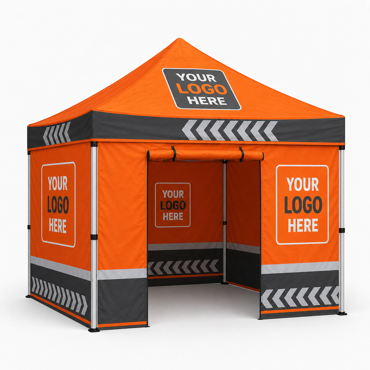 3x3 Gazebo Printed Package 5 - Custom Canopy Four Side Walls + Door