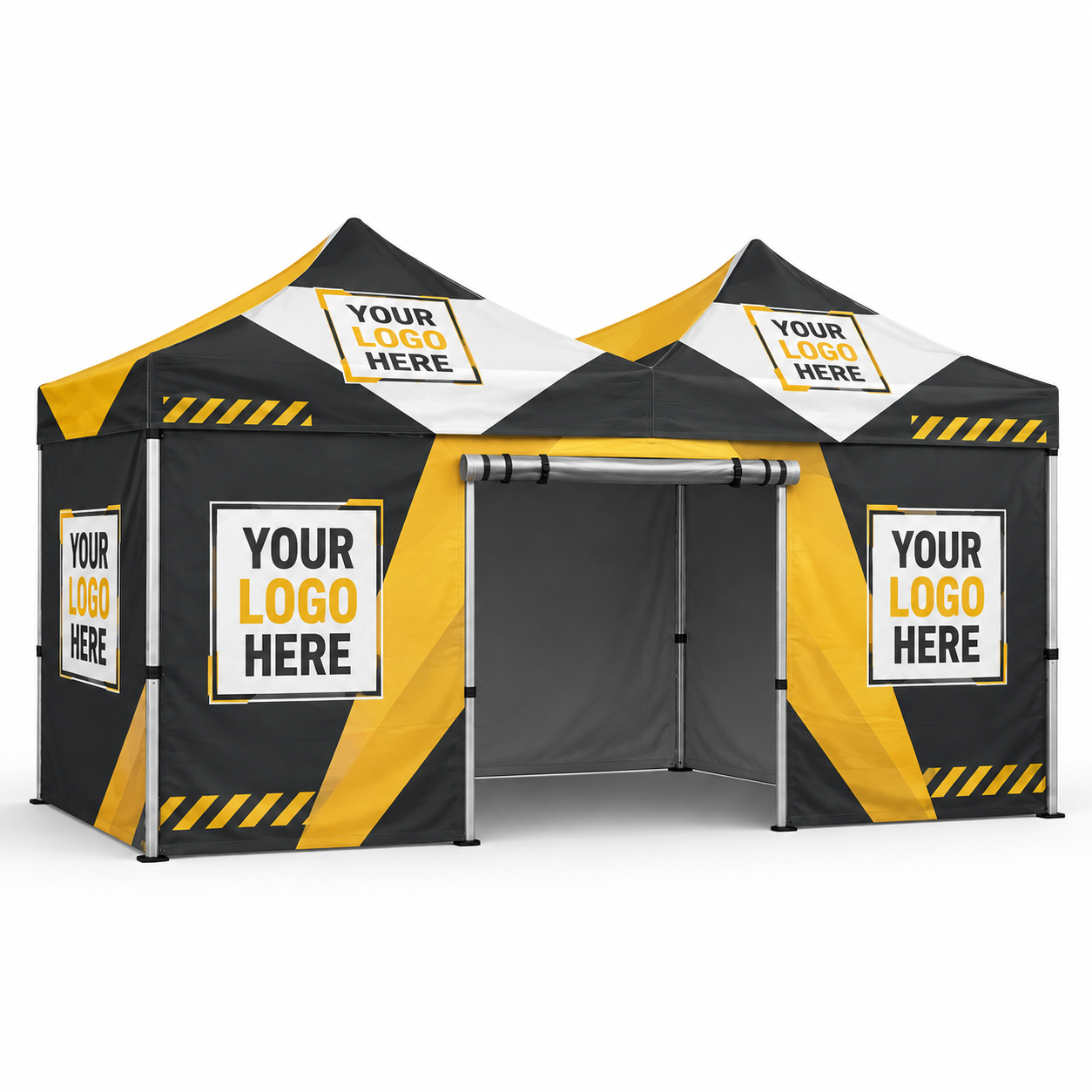 3x6 Gazebo Printed Package 5 - Custom Canopy Four Side Walls + Door