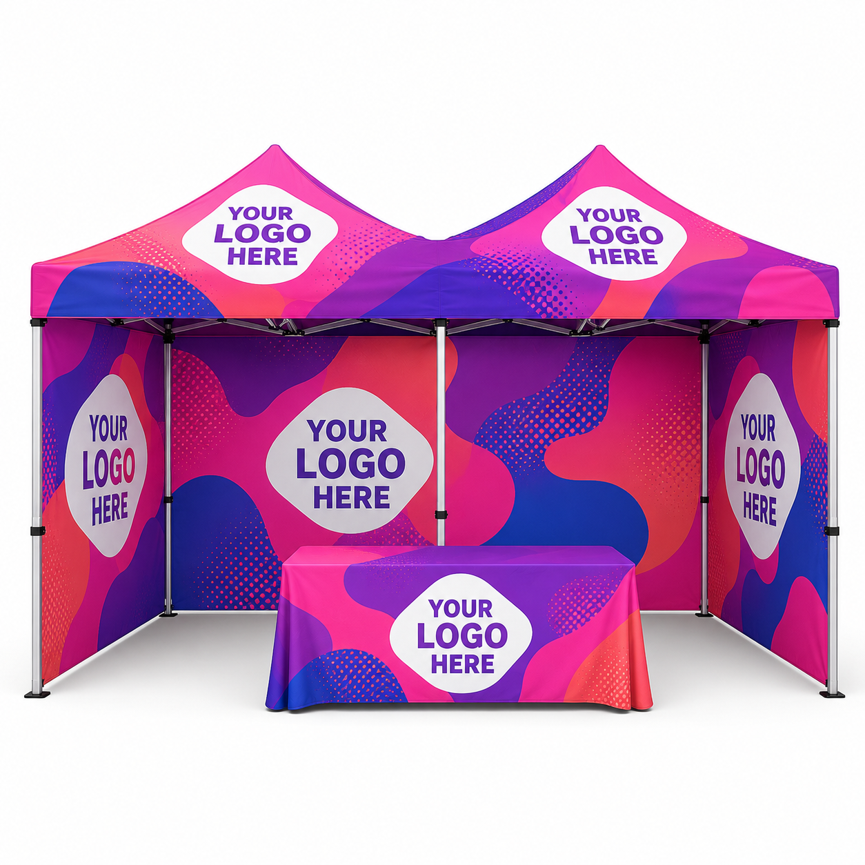 3m x 6m Printed Gazebo, 3 Walls & Tablecloth | Package 8
