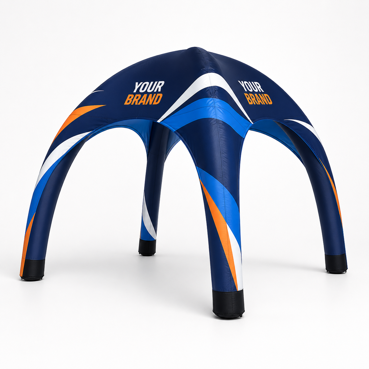 Custom printed sealed-air inflatable gazebo in blue, white and orange