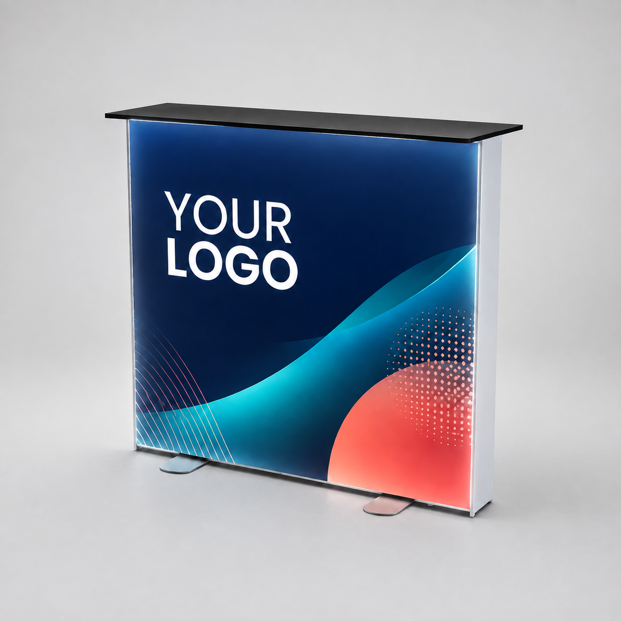 Premium SEG Frameless Aluminium Lightbox Counter 1x1m custom printed LED exhibition display