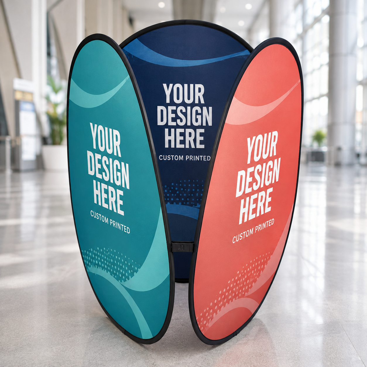 Three-panel custom printed pop-up banner display