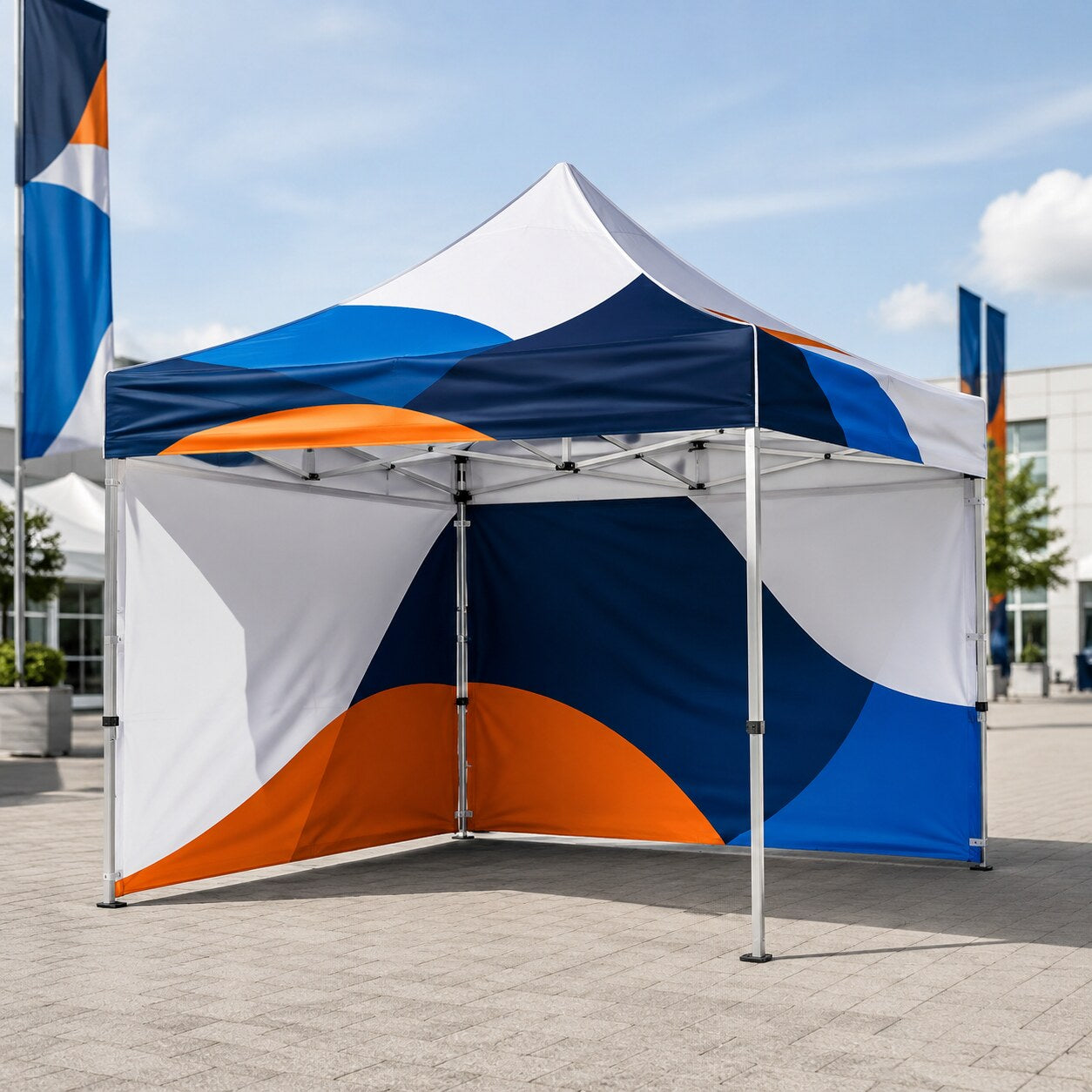 Custom printed promotional gazebo at an outdoor event
