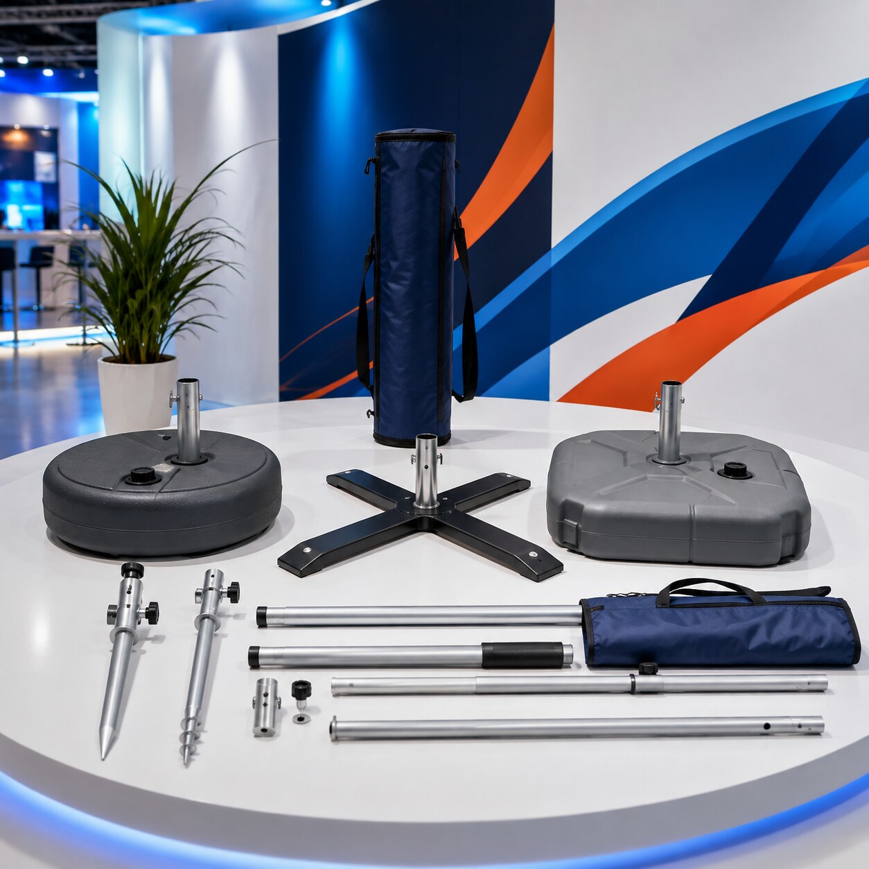 Flag bases poles ground spikes and carrying accessories