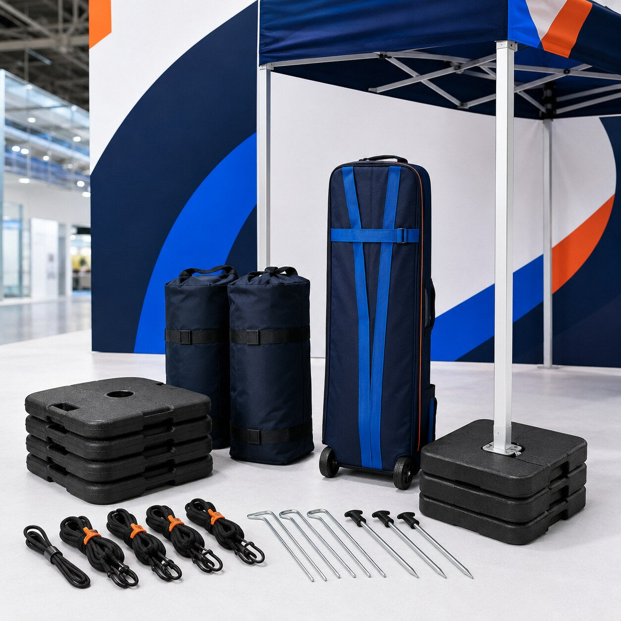 Gazebo weights tie downs pegs and transport accessories