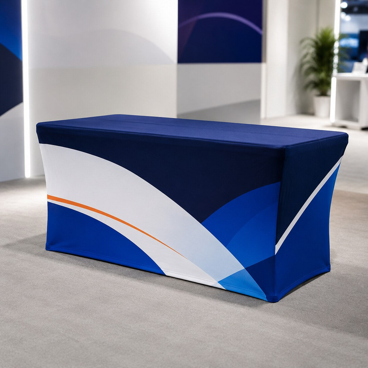 Custom printed fitted table cover for exhibitions
