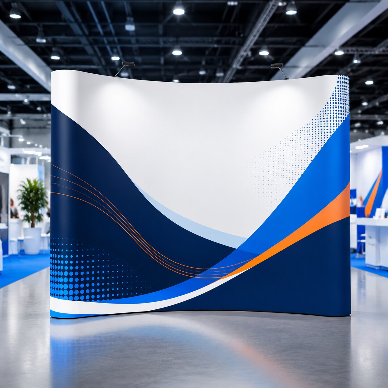 Curved tension fabric exhibition display wall