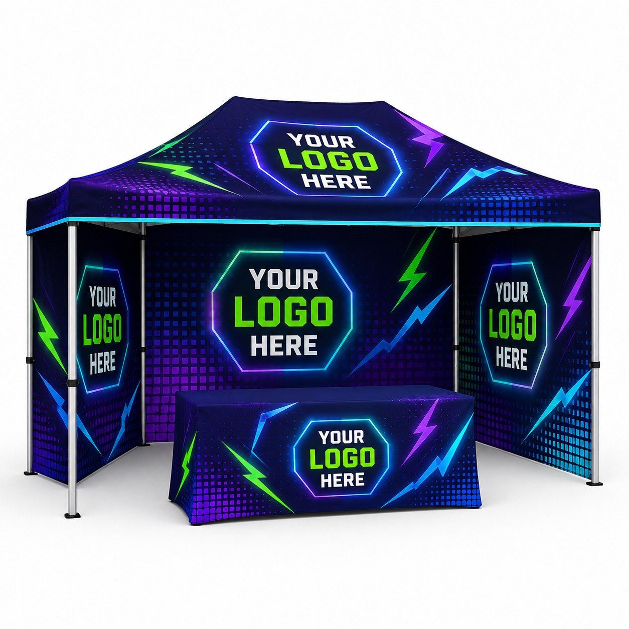 3x4.5 Gazebo Printed Package 8 - Custom Canopy Three Side Walls + Table Cloth