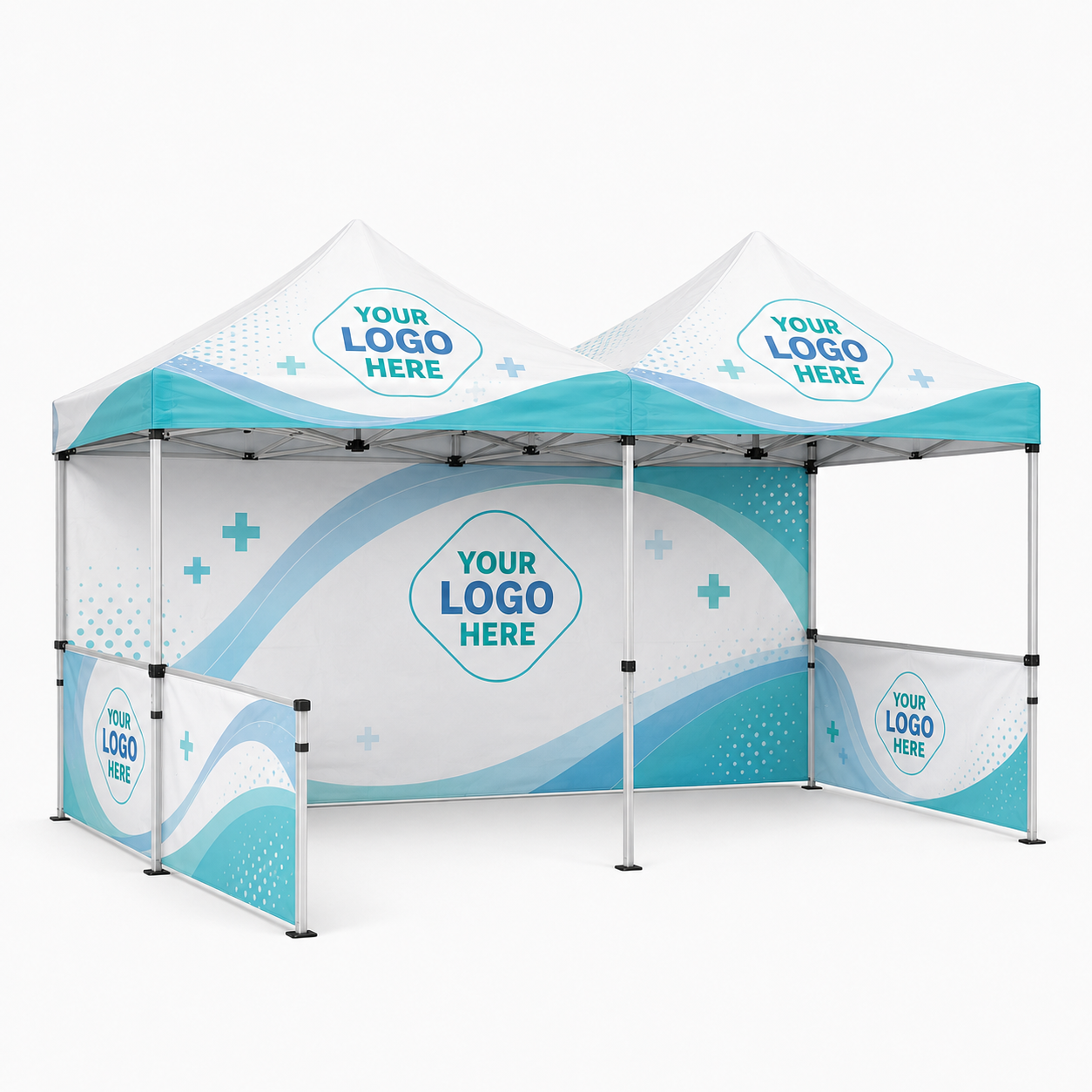 3m x 6m Printed Gazebo, Back & Half Walls | Package 6