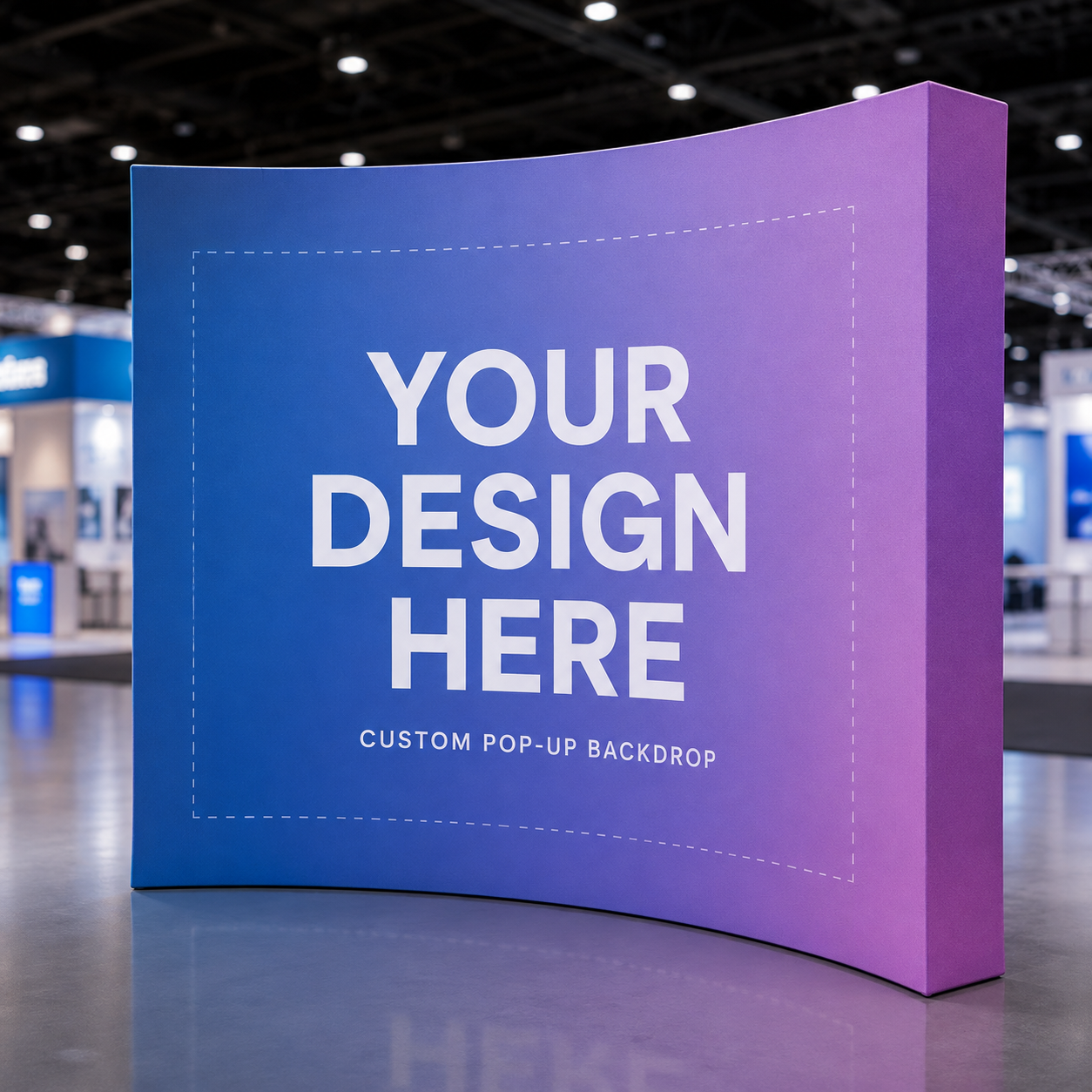 Portable curved custom printed pop-up exhibition backdrop