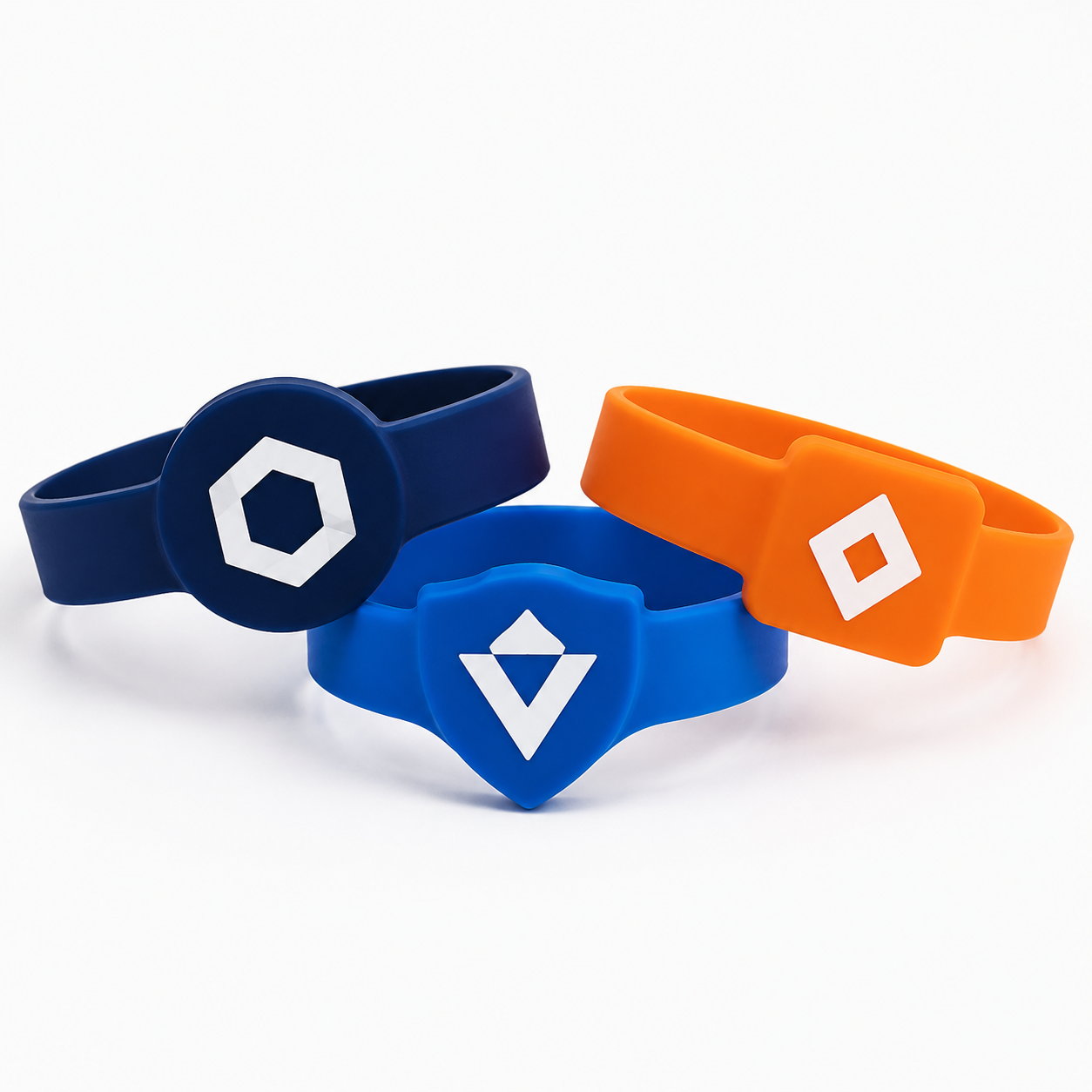 Custom shaped silicone wristbands with moulded badge