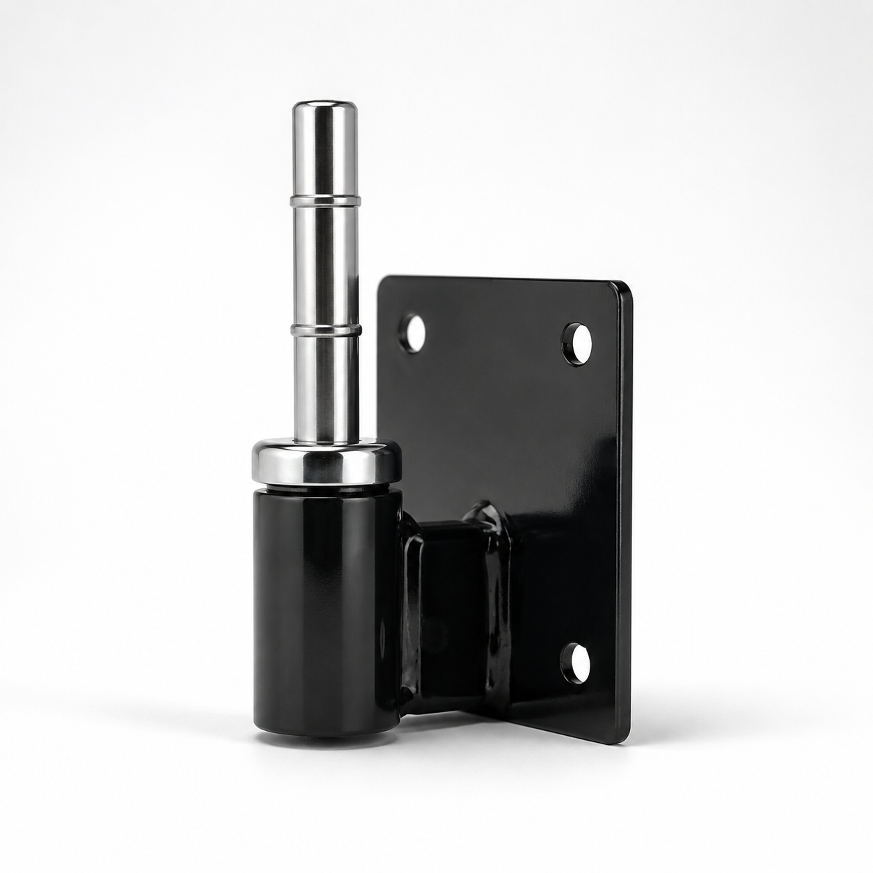 Black wall plate mounting base with rotating spindle for promotional flags