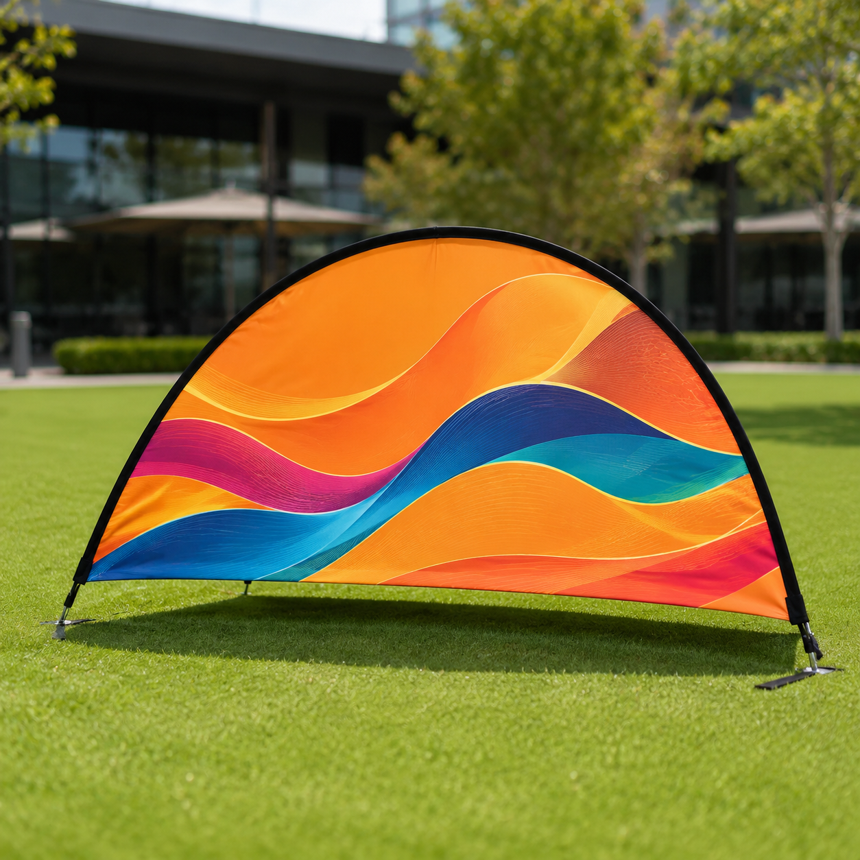 Custom semicircle A-frame pop-up banner